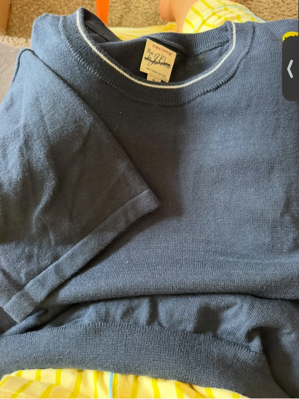 J.Crew Short-Sleeve Tipped Crewneck Sweater in Pima Cotton, Size S